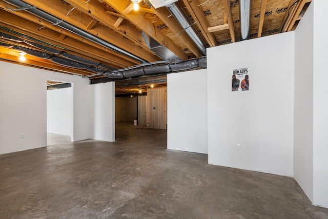 view of unfinished basement