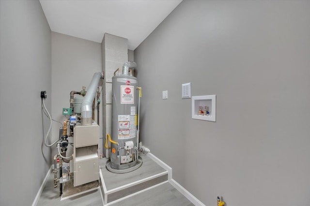 utility room featuring water heater