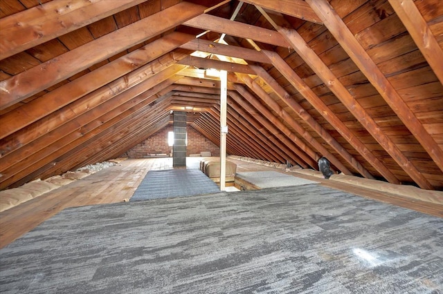 view of unfinished attic