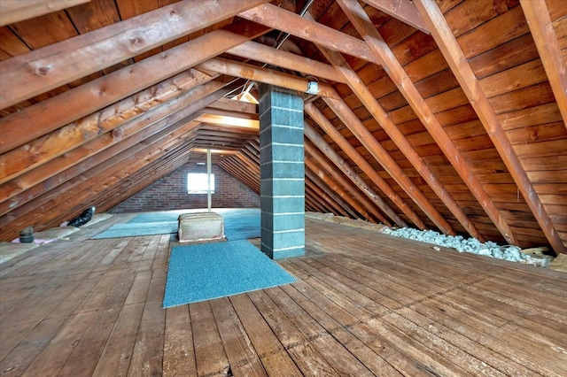 view of unfinished attic