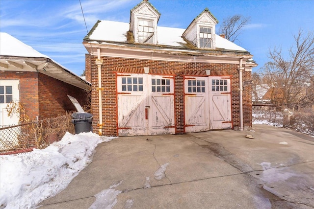 exterior space featuring a garage