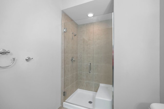 bathroom featuring a shower stall