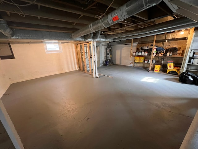 basement featuring gas water heater