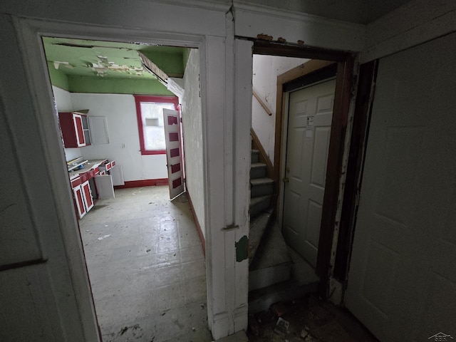 hallway with stairs