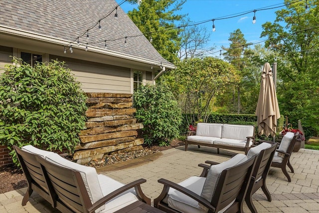 view of patio with an outdoor living space