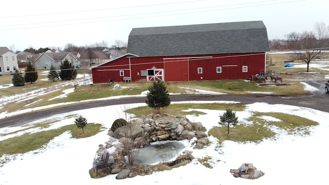 3342 Oak Grove Rd, Howell, MI 48855 - exterior space with a barn, a residential view, an outbuilding, and a shingled roof