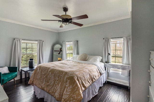 3342 Oak Grove Rd, Howell, MI 48855 - bedroom featuring crown molding, dark wood-type flooring, and multiple windows