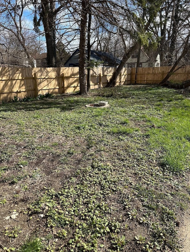 view of yard with a fenced backyard