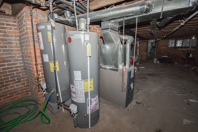 utilities with water heater and heating unit