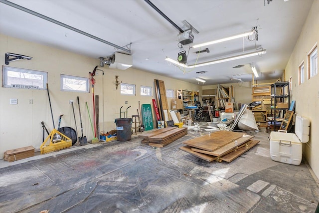 garage with a garage door opener