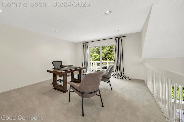 28036 Hickory Cir, Farmington Hills, MI 48331 - office with light colored carpet, recessed lighting, baseboards, and a textured ceiling