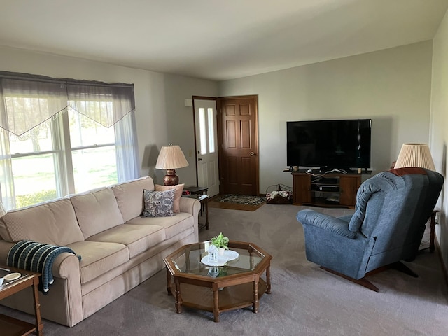 view of carpeted living area