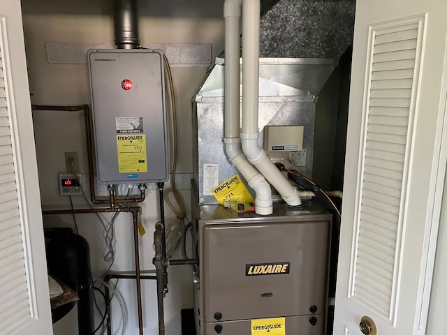 utilities with tankless water heater and heating unit