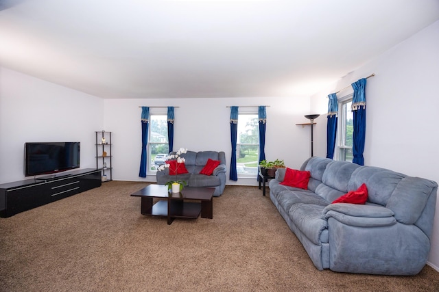 view of carpeted living area