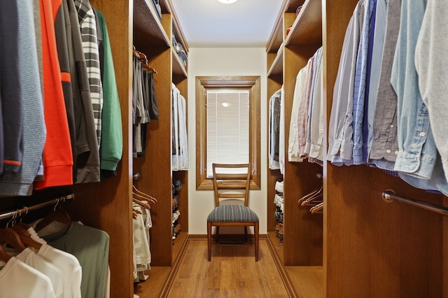 walk in closet featuring light wood-style floors