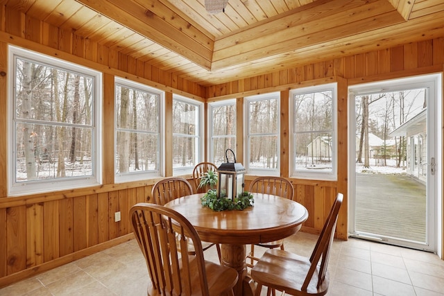 sunroom / solarium featuring wooden ceiling