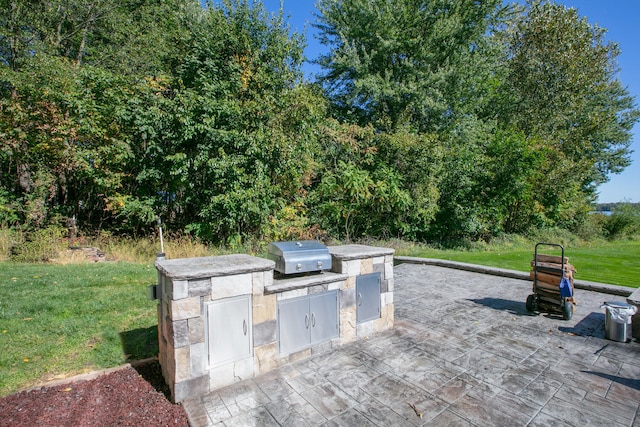 view of patio / terrace with area for grilling and a grill