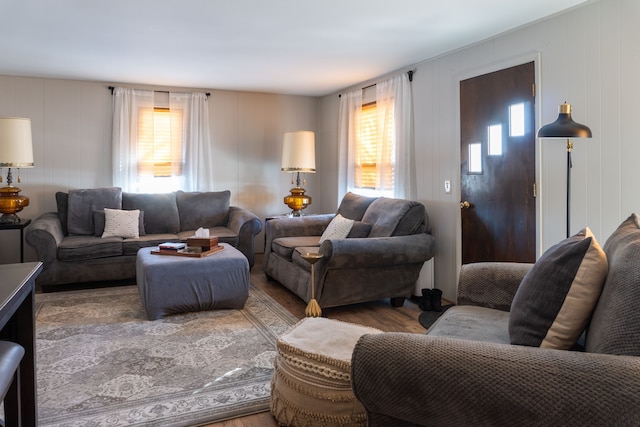 living area with wood finished floors