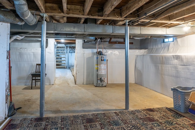 basement with water heater