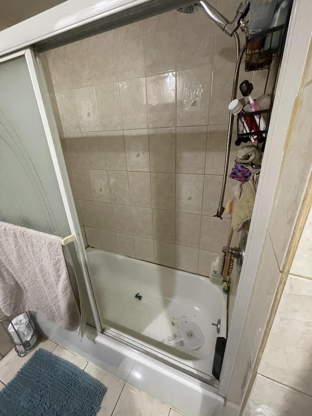 bathroom with tile patterned flooring