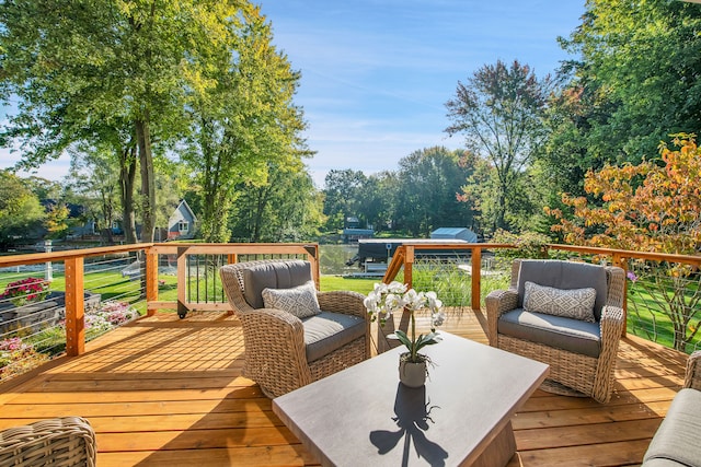 deck with an outdoor hangout area