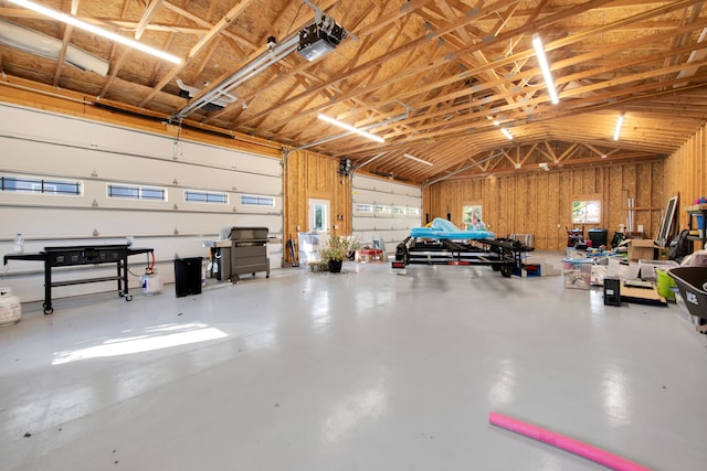 garage with a garage door opener