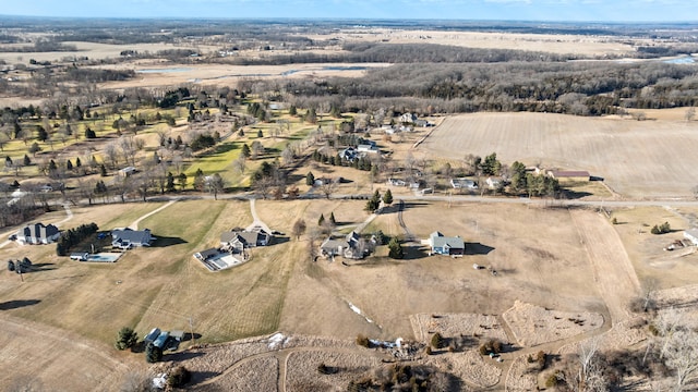 bird's eye view with a rural view