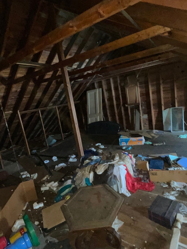 view of unfinished attic