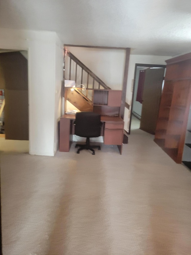 view of carpeted home office