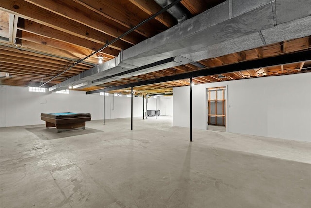 basement featuring pool table