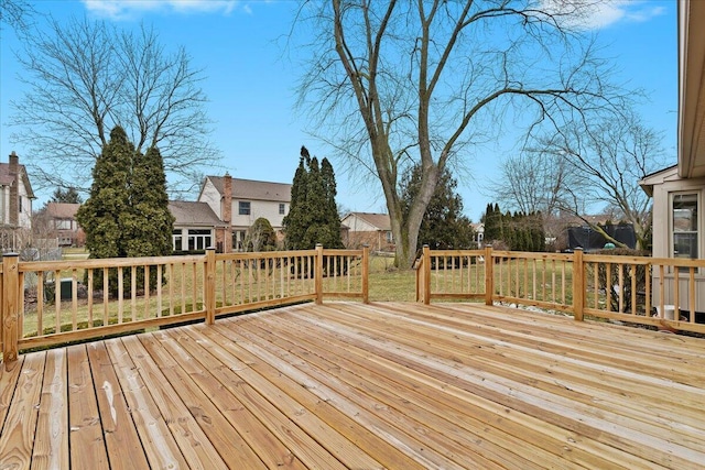 deck with a residential view