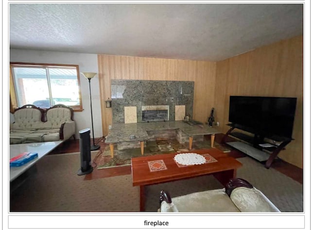 755 S M65 Rd, Twining, MI 48766 - carpeted living room with wooden walls