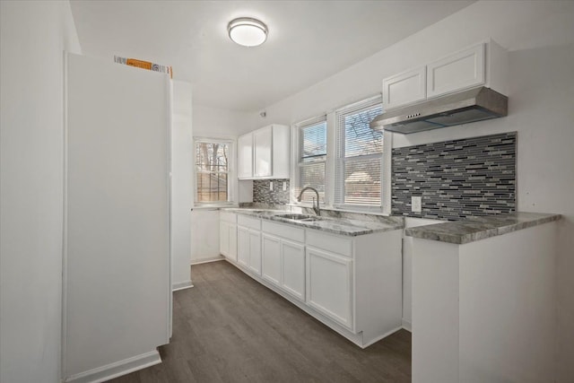 kitchen featuring a healthy amount of sunlight, white cabinetry, and a sink