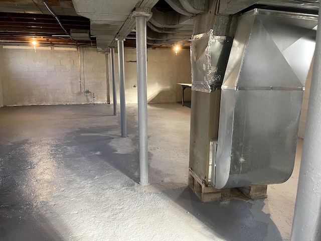 unfinished below grade area with heating unit
