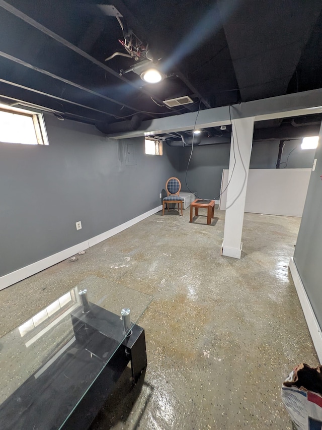 basement with baseboards