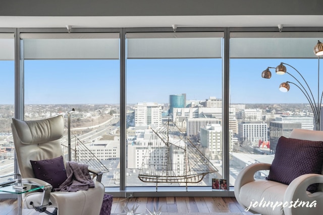 sunroom with a view of city