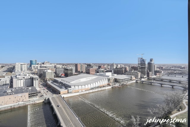 view of city with a water view