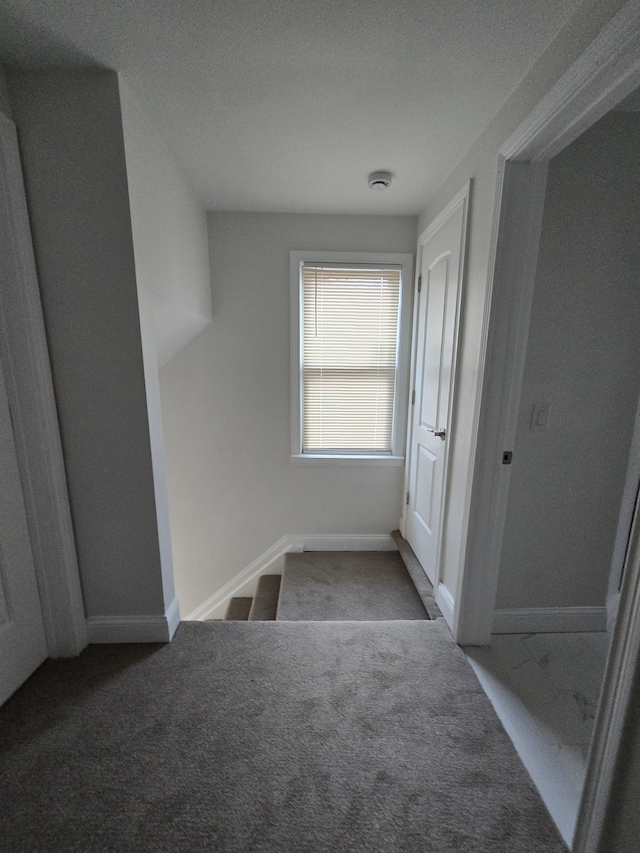 interior space with carpet flooring, visible vents, and baseboards