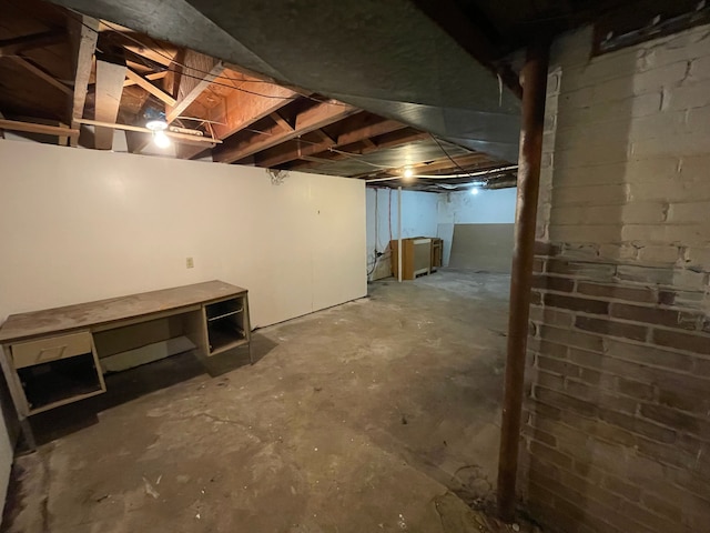 view of unfinished basement