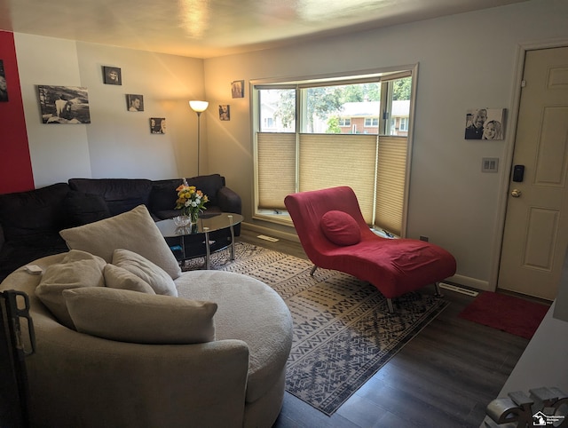 living area featuring wood finished floors