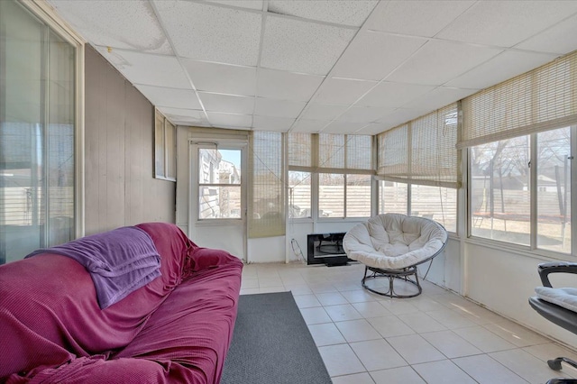 sunroom with a paneled ceiling