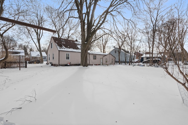 view of yard covered in snow