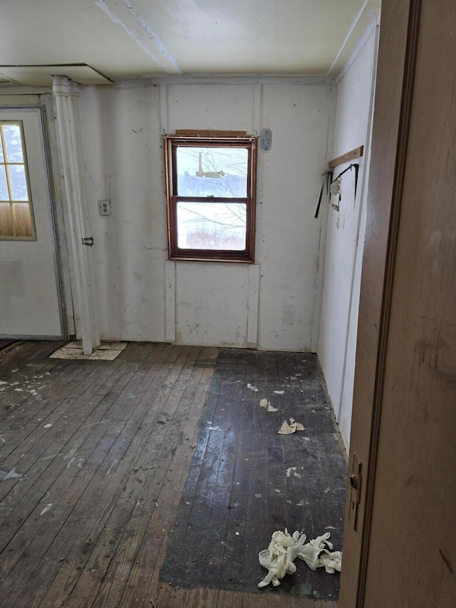 empty room with a healthy amount of sunlight and dark wood-style flooring