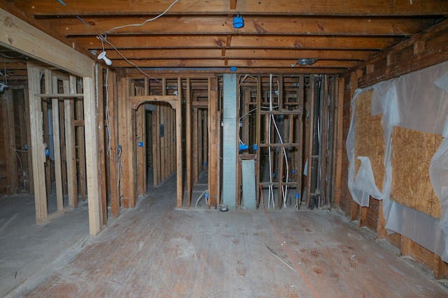 view of unfinished basement