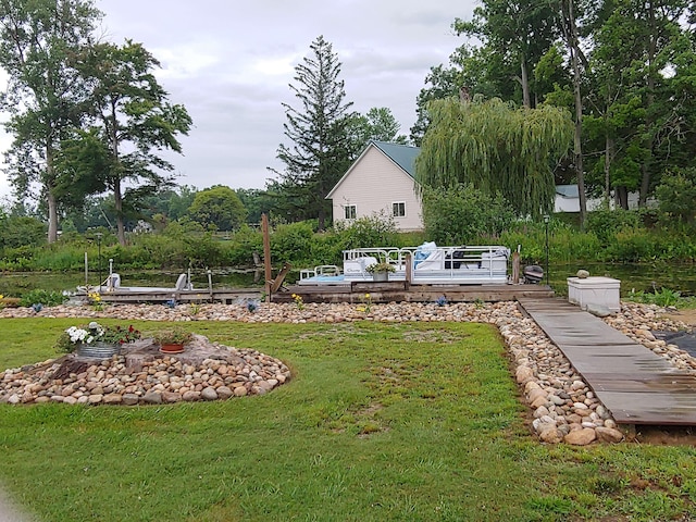 view of yard featuring a wooden deck