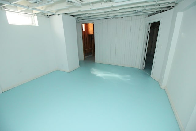 basement with baseboards