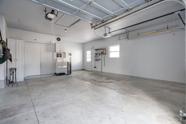 garage with a garage door opener