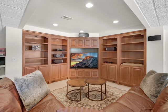 living room with visible vents and recessed lighting