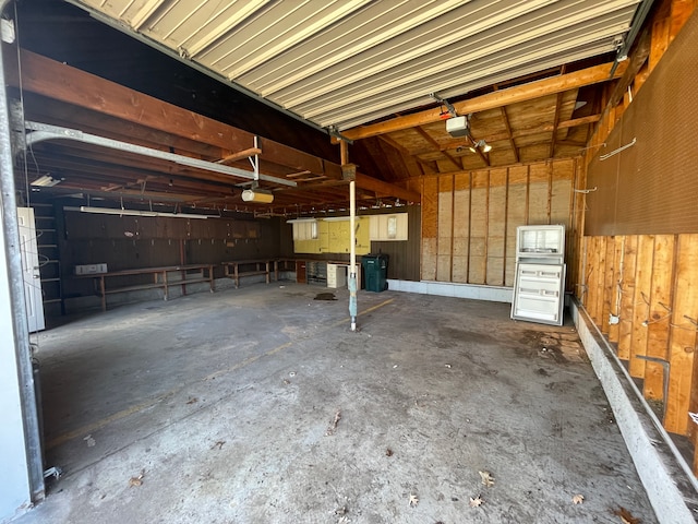 garage with a garage door opener