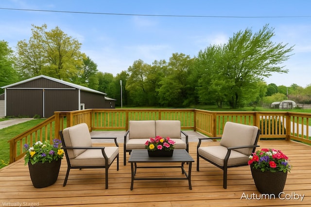 5443 Gravel Ridge Rd, Lakeview, MI 48850 - wooden terrace featuring outdoor lounge area